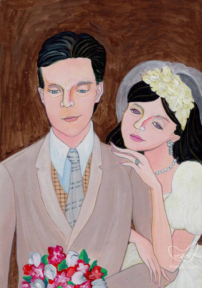 painting-parents wedding illustration-portrait-painting-TAIWAN-artwork-BY-Mieui-Lin-Taipei Art Exhibition